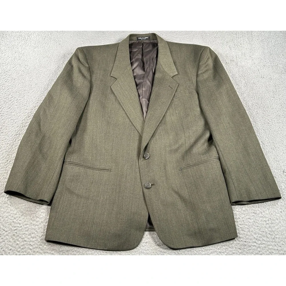 Alfani Sport Coat Men 42 Green Wool Super 120 Blazer 2-Button Suit Jacket Preppy